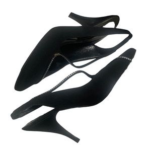 Stuart Weitzman Black Satin 6 Sling-Back Heels Sparking Crystal Accent NEW